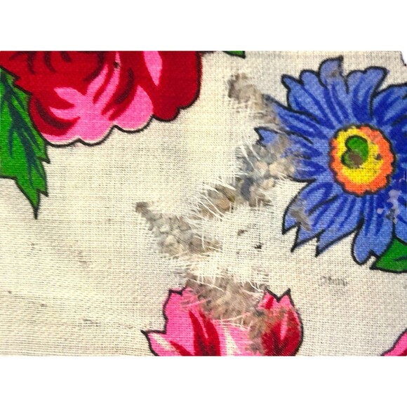 Vtg Fringed Scarf Virgin Wool Japan Pink Red Orange Floral Hand Screen Art Deco - Picture 5 of 9